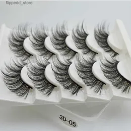 Pestañas postizas QSTY 5 pares 3D pelo de visón pestañas postizas gruesas rizadas tira completa pestañas extensión de pestañas moda mujer ojos maquillaje Q231129