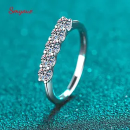 Bröllopsringar Smyoue Solid 925 Silver M Diamantförlovningsring för kvinnor Half Enternity 05CT Band smycken 231128