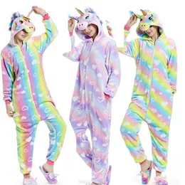 Pijamas mulheres homens unisex adulto flanela unicórnio kigurumi anime cosplay traje macacões inverno pijama luminoso crianças aranha oneises pjs 231124