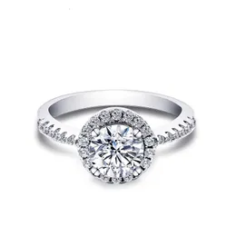 Anéis de casamento Tianyu Gems Silver Halo noivado anel de halo 05ct 1ct 65mm Testador de diamante redondo Passado Mulheres jóias finas 231128