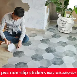 10pcs PVC Waterproof Bathroom Floor Sticker Peel Stick Self Adhesive Floor Tiles Kitchen Living Room Decor Non Slip Decal266o