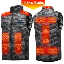 Chalecos para hombres 13 PCS Chaleco calentado Chaqueta Moda Hombres Mujeres Abrigo Inteligente USB Calefacción eléctrica Térmica Ropa cálida Invierno Climatizado 231128