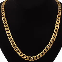Joyería de Hip Hop Cadena de eslabones cubanos largos y gruesos Collares dorados con cadenas de cuello de acero inoxidable de color dorado grueso para hombres Jewelry242U