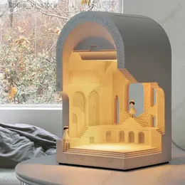 Table Lamps Fireless Aromatherapy Monument Valley Architectural Aromatherapy Lamp Designer Bedroom Night Light Luxury Aroma Melting Wax Lamp YQ231129
