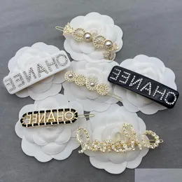 Barrettes Hair Clips Barrettes 2022 Crystal Pearl Letters Women Charm Lady Classic Jewelry Association accesssories drop delivery hairje
