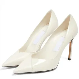 Famous Women Sandals Perfect Cass 95 mm Pumps Italy Popular Pointed Toes White Black Matte And Patent Leather Design Luxury Evening Dress Sandal High Heels Box EU 35-43
