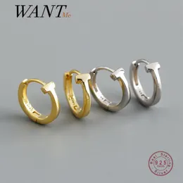 Wantme 925 Sterling Silver Fashion Korean Minumalist Letter T Hugging Earrings for Women Men Punk Rock Ear Nose Ring Jewelry 21050272D