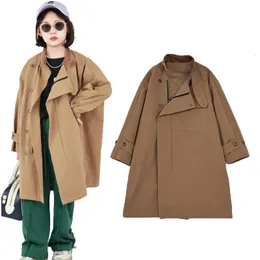 Jaquetas blusão para meninas casacos de inverno com zíper botão bolso longo crianças menina casaco 2023 estilo coreano jaqueta 231128