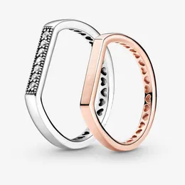 علامة تجارية جديدة 925 Sterling Silver Barkling Bar Farming Ring for Women Wedding Rings Modern Jewelry256T