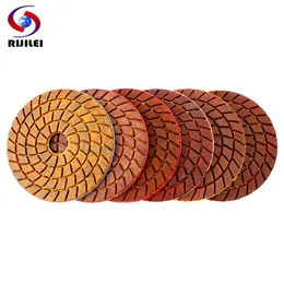 Polijstpads RIJILEI 6PCS 4 pollici Super Copper Metal Bond tamponi per lucidatura diamantati bagnati per disco abrasivo per pavimenti in cemento, marmo, granito