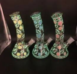 bicchiere narghilè bong pipa ad acqua stampata in cartone animato che si illumina al buio pipa da fumo colorata dab rig ghs