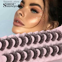 False Eyelashes SHIDISHANGPIN 8/10 Pairs Russian Strip Lashes Fluffy Volume False Eyelashes DD Curl Dramatic Messy Faux Mink Fake Lashes Make up Q231129