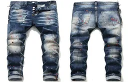 Mens Rips Stretch Jeans Preto Moda Slim Fit Lavado Motocycle Denim Calças Painéis Hip HOP Calças slim-fit elas ZdQ UAREDs 2s s7307541