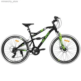 Biciclette Spedizione gratuita HILAND 26 pollici 21 velocità telaio in alluminio Mountain Bike Bicyc V-Brake Q231129