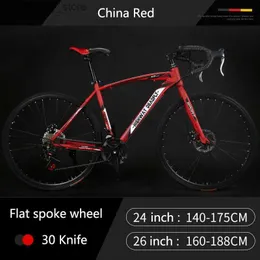 Bikes 24 26 Inch Road Bike Bicyc Racing Bike Steel Frame 48cm Road Bicyc 24 Speed Doub Disc Brake Mountian Gravel Bike Q231129