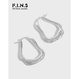 Dangle Chandelier F.I.N.S Korean Fashion Design Simple Irregular Wave 100% S925 Sterling Silver Earrings Geometric Glossy Uneven Surface Hoops 230428