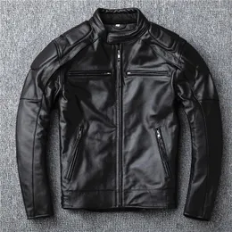 Men's Tracksuits Can Remove The Inner Liner Winter Leather Men Stand Leading Layer Cowhide Motorcycle Jacket Riding Clothing