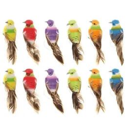 12 pezzi colorati mini simulazione uccelli finti schiuma artificiale modello animale in miniatura matrimonio casa giardino ornamento decorazione C19041601248u