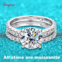 Wedding Rings Smyoue 18k Plated 0 6 4 2CT All for Women Sparkly Luxury Diamond Band 925 Sterling Silver Jewelry GRA 231129