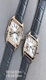 Top Quality Fashion Quartz Watch Men Women Gold Silver Dial Sapphire Glass Leather Strap Wristwatch Classic Square Design Dress Cl9384385