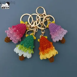 Key Rings Handmade Crocheted Christmas Tree Key Chain Stuffed Key Rings Toys Lovely Knitted Tree Kids Keychain Backpack Handbag Decor zln231129