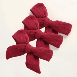 Hair Accessories 3Pcs Muslin Cotton Solid Color Bowknot Clips For Baby Girls Barrettes Hairpins Kids Clip Little Girl