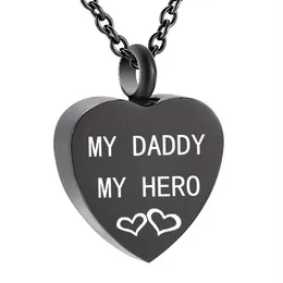 Heart Urn Necklace for Ashes Keepsake Memorial Pendant Stainless Steel Cremation Jewelry-'my daddy my hero' love you295Q