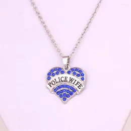 Pendant Necklaces Heart Jewelry WIFE Drop Rhodium Plated Crystal With Link Chain Necklace