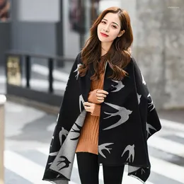 Scarves Cashmere-Like Two-sided Scarf 2023 Pattern Swallow Autumn Winter Classic Warm Shawl Long Thicken Europe Ms