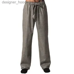 Pantaloni da uomo Pantaloni Kung Fu da uomo cinesi grigi di alta qualità Pantaloni di lino in cotone Wu Shu Taglia S M L XL XXL XXXL MN001 L231129