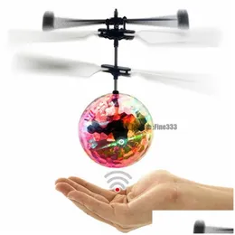 Led Flying Toys Flying Ball Led Luminous Kid Flight Balls Electronic Infrared Induction Aircraft Remote Control Toys Magic Sensing Hel Dhpfw