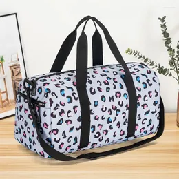 Duffel Bags Printed Travel Handbag Outdoor Camping Oxford Cloth Bag Oblique Cross Training Fitness Leopard