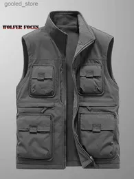 Gilets pour hommes Gilet de travail pour hommes homme vêtements de pêche manteau d'hiver veste sans manches livraison gratuite gilets en Denim chasse vestes en maille multi-poches Q231129