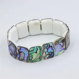 Strand Beaded Strands Natural Abalone Shell Bracelet Rectangle Colorful Multicolor Crackle Pendant For DIY Earring Jewelry Making 1pcsBeaded
