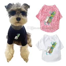 Designer Dogs Clothes Brand Dog Apparel Pet Shirts Tryckt valpskjortor Soft Dog Shirt Pullover Dog T Shirts Söta katttröjor för liten hund ananasrosa S A597
