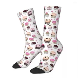 Men's Socks Autumn Winter Fashion Unisex Cute Cakes Food Dessert Non-slip Middle Tube