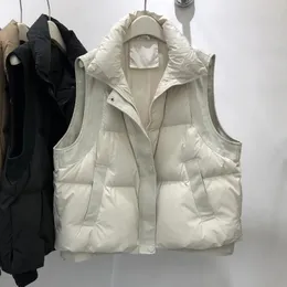 Parkas de plumón para mujer estilo de invierno chaqueta con cuello levantado chaleco moda para mujer abrigo suelto engrosado 90% plumón de pato blanco de alta calidad 231129