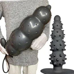 Sex Toy Massager Biggest 12cm Inflate Anal Plug Huge Buttplug Dildo Spike Stimulate Toys for Women/men Big Adult Goods