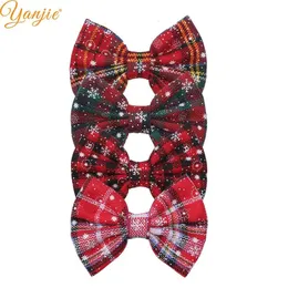 Saç Aksesuarları 12 PCS/Lot Noel Çiçeği 5 "Saç Yayları Saç Klipleri Kadınlar Ekose Kar Şeridi Barrette DIY Kızlar Saç Aksesuarları Partisi Mujer 231124