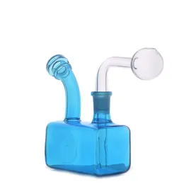 Factory Price Glass Bong Smoking Pipe Hookahs Water Pipe Dab Rig 14mm Joint Square Recycler Ash Catcher for Wax Concentrate Dabber Smoking Tool