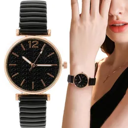 Wristwatches Fashion Brand Women's Watch Lady Stretch Steel Strap Quartz Wristwatch Creative Pattern For Women Timepiece