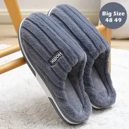 Slippers Big Size 48 49 Mannen Thuis Slippers Winter Warm Pluche Dames Zachte Harige Schoenen Koppels Casual Slaapkamer Dikke Zool Antislip Slippers 231128