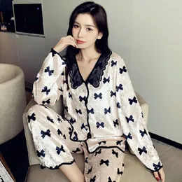 Pijamas femininos veludo dourado estilo coreano conjunto roupas para mulheres nightwear senhoras manga longa pijama terno nightie loungewear