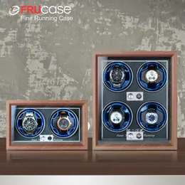 مربعات مشاهدة الحالات Frucase Wooden Watch Winder للساعات التلقائية 4 رولكس بوكس ​​مجوهرات عرض جامع تخزين الحبوب الخشب مع الضوء 231129