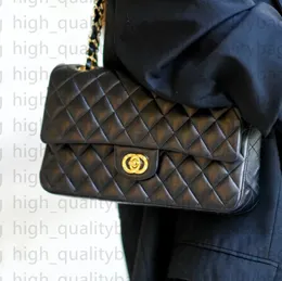10A CF Designer Bag Alta Qualidade Xadrez Flap Caviar Moda Mulheres Bolsa De Ombro Cadeia De Couro Carta Sólida Fivela Quadrada Stripe Messenger Tote Bolsas Dhgate