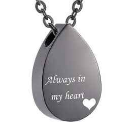 Stainless Steel Water droplets Urn Necklace Cremation Pendant heart Memorial Keepsake Jewelry with Filler Kit - Always in my heart257S