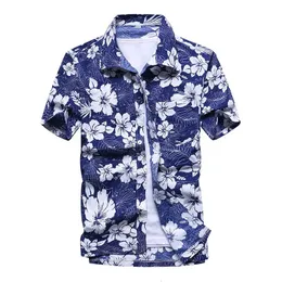 Herrklänningskjortor Fashion Mens Hawaiian skjorta manlig casual färgglada tryckt strand aloha skjortor kort ärm plus storlek 5xl camisa hawaiana hombre 231129