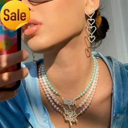 Hänge halsband ankomst ins glas pärla ängel bokstav mikroinmatad zirkon pärlstav för kvinnor personligt juvelery