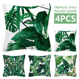 CuscinoCuscino decorativo 4 pezzi Fodera per cuscino con cerniera Piante tropicali Stampa per divano Divano Federa quadrata per auto Decorativo per la casa 231128