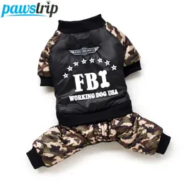 Abbigliamento per cani Cool FBI Abbigliamento per animali Ispessimento generale Cucciolo Tuta Costume Abbigliamento invernale caldo per cani ragazzo Ropa Para Perros 231128